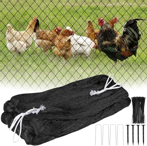 Vogelnetz für Hühnerstall, 15,2 x 15,2 m, Hühnernetz mit 2,5 cm quadratischem Netz, strapazierfähiges Nylon, Geflügel für Garten, Obstbäume, Voliere, Hirschzaun