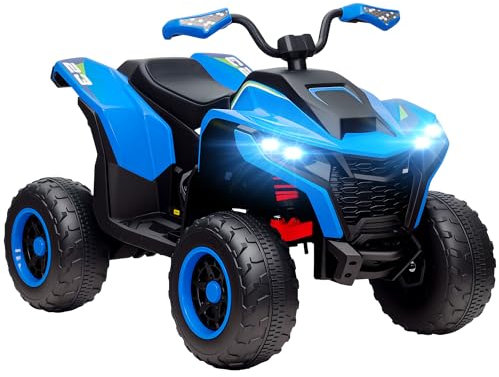 AIYAPLAY Elektro Quad für Kinder 12V Elektro Kinderquad mit 2 Motor, 3-6km/h Kinder Quad mit Federung, LED-Leuchte, Kinderauto mit USB, Musik für 3-8 Jahre, Blau