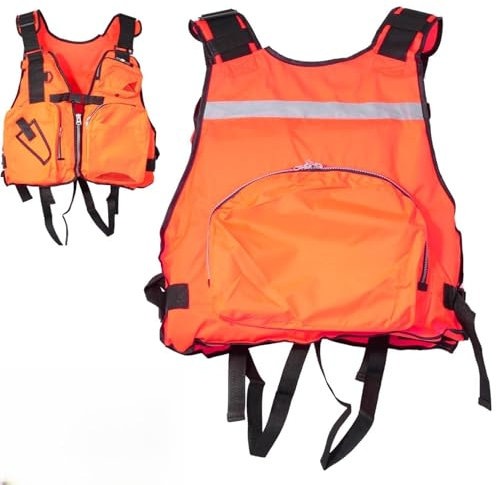 Swim Jacket - Giubbotto salvagente for adulti con cinghie regolabili, giubbotto salvagente di livello 70 approvato, con strisce riflettenti e fischietto, giubbotto salvagente for kayak, pesca, sport a