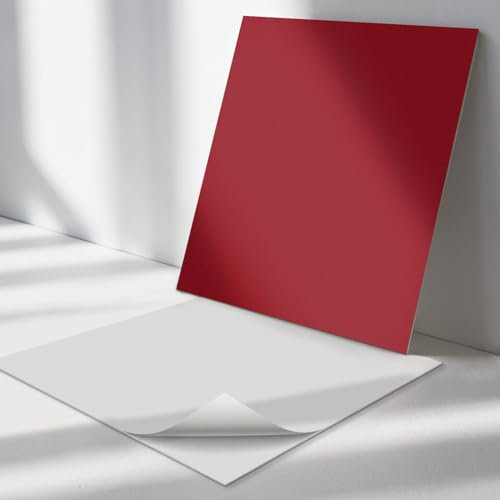 Carreaux Muraux en Vinyle 20x20 cm Adhésif Intérieur pour Sol et Mur Imperméable PVC Décoratif Autocollant pour la Cuisine, Salle de Bains et Salon - Couleur Bordeaux