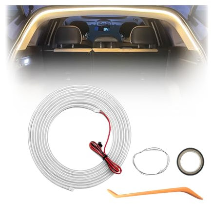 Czerio Dynamic Flowing Car Trunk Light Strip, Kofferraum Beleuchtung Led Band, Automatischer Sensor Tail Box Light Strip, Kofferraum Lichtstreifen Lichtleiste (Warme, 2m Dauerlicht)