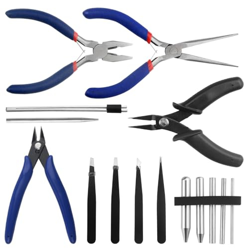 TOVOT 15PCS Metal Model Tools Kit Pliers, Bending Rods, Tweezers, Shaping Tools Set for 3D Metal Puzzles, DIY Crafts, Model Building