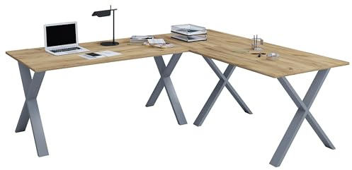 VCM Holz Schreibtisch/Eckschreibtisch schlicht / 190x160 / L Form Links oder rechts/Arbeitstisch Platte 50 cm tief/Computertisch Büromöbel - Lona X
