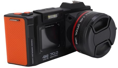 Luocute 4K Digitalkamera, 70MP 50x Zoom WiFi F1.8 DSLR -Kamera Auto Focus Weitwinkel Spiegelloser Kamera mit Doppelbildschirm, Flash Hot Shoe -Schnittstelle Zum Fotografieren Vlogging (Black)