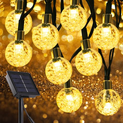 Bigqin Solar Lichterkette Aussen, 6.9M 50 LED Lichterkette Außen IP65 Wetterfest, 8 Beleuchtungsmodi Warmweißes Solar Beleuchtung Outdoor für Garten, Balkon, Party, Hochzeit