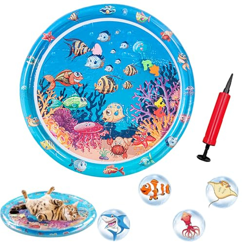CUVZORA - Alfombra de agua para gatos con agua para gatos (resistente al agua, piscina para gatos domésticos en verano, alfombra de juego sensorial (B)