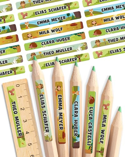 mycustomy – Namensaufkleber Kinder & Namensaufkleber Schule 0+ aus FSC-Papier mit Bio-basiertem Kleber – Etiketten Kleidung 50x6mm