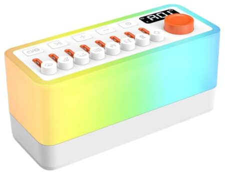 Nihcora White Noise Sleep Sound Machine with 8, Portable Bluetooth Speaker, 12 Colors Night Lights