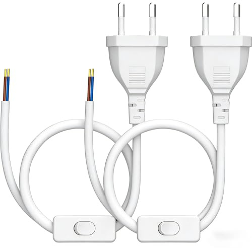 Flomiara Kabel mit Schalter und Stecker, 1.8m Kabel mit Schalter, 2 x 0,75 mm² Stromkabel, Lampenkabel mit Schalter Geeignet für Lampen, Tischlampen, Stehlampen(Weiß)