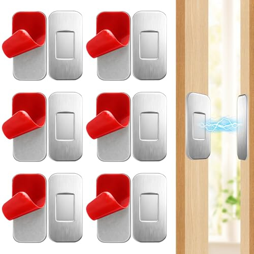6 Stück Magnete für Schranktüren Selbstklebender Magnetverschluss Schubladen Magnet Türschließer Ultra Dünne Türmagnet für Küchenschränke, Schubladen und Kleiderschränke (Silber)