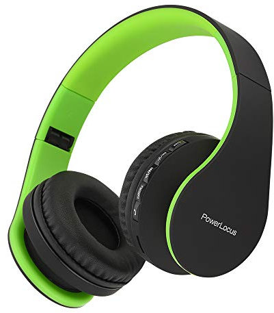 PowerLocus Casque Bluetooth sans Fil, Pliable Casque Audio Stéréo, Oreillette Bluetooth avec Micro Intégré/Micro SD/FM Radio pour Téléphones/PC/Tablettes/TV