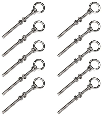PRIOstahl 641 Lot de 10 boulons à œil - En acier inoxydable V4A - M8 x 100