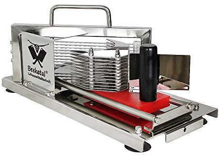 Beeketal 'BTS4' Profi Gastro Tomatenschneider mit Schlittensystem und extrem scharfen Edelstahl Wellenschliffmessern für 4 mm dicke Scheiben