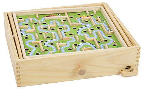 Small Foot 11229 Kugellabyrinth Rennstrecke aus Holz, für Kinder ab 5 Jahren Spielzeug, Mehrfarbig