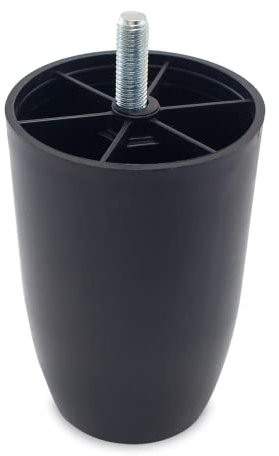TENDAGGIMANIA Pied de Meuble H. 12 CM Noir - 1 pièce Pied de Meuble en PVC pour canapé, lit, Tables, fauteuils et poufs- Facile à Monter