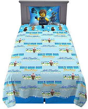 Juego de sábanas de microfibra suave para niños de LEGO Movie 2, tamaño individual, 3 unidades, color azul