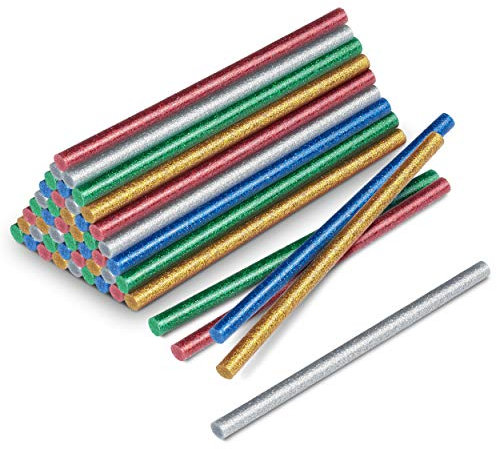 TROTEC 50 Stück Heißklebestifte 7mm Glitzer - Klebstoff für 7mm Heißklebepistole Heißkleber Sticks Klebestifte