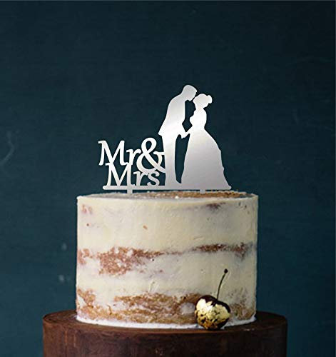edelstahlheini.de Cake Topper, Tortenstecker, Tortefigur Acryl, Tortenständer - Farbwahl - Etagere Hochzeit Hochzeitstorte (Silber) Art.Nr. 5059