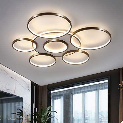 YZSJ Wohnzimmerlampe LED Dimmbar Deckenleuchte Lichtfarbe/Helligkeit Einstellbar Deckenlampe Metallrahmen Schlafzimmerlampe Modern Groß Schlafzimmer Esszimmer Pendelleuchte,7heads