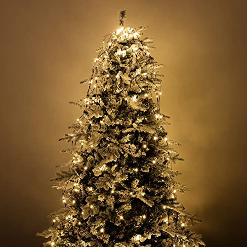 Luccika Mantello a rete di Luci con 192 Led Bianco Caldo per Albero di Natale da 150 a 180 cm di altezza con memoria e 8 giochi di luce per Interno ed Esterno