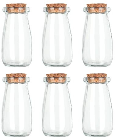 Magic Season Bouteilles en Verre Décoratives avec Bouchons en Liège (100 ml Bouteilles à Yaourt / 6 Pièces)
