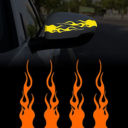 TOMALL 4 Stück 15 cm Reflektierende Aufkleber Auto Vinyl Racing Racing Flamme Streifen Aufkleber Golfwagen ATV Motorrad Fahrrad Skateboard Laptop DIY Dekoration (Orange)