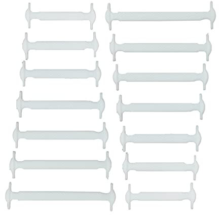 CCSOFTIME No Tie Lacets pour Adultes et Enfants Silicon Flat Lacets Elastique Sans Noeud Shoelaces pour Chaussures de Sneaker de Conseil Baskets et Bottes,Blanc Adultes