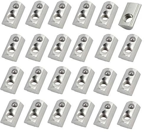 100 Stück T Nutmuttern M8 Gleitmuttern Nutensteine Nut 6 Nut 8 Europäischer, T Muttern Hammerkopfmutter mit Kugel, Kohlenstoffstahl Schiebe T Nut Mutter für Aluminiumprofil