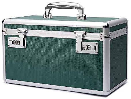 HEWEI WORKS Medikamentenkoffer mit Kombination, Geeignet für die Lagerung von Medikamenten und wichtigen persönlichen Gegenständen. Einschließlich kleiner tragbarer Pillendose (grun, groß)