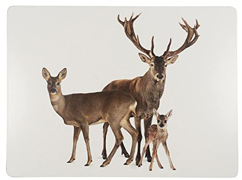 Tischset Natur Rotwildfamilie 4 Stück MDF abwaschbar Eßunterlage Platzsets abwaschbar Mars & More