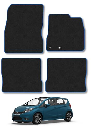 Nissan Note (2013-2016) Carpet Car Mats | Blue Edge Trim Tailored Fit Floor Mats Full Coverage Protection Accessories Easy Clean Anti Slip Made in the UK