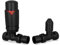 UK Radiators Black Thermostatic Radiator Valve and Straight Lockshield Valve - Matt Black Finish - Classy and Modern Design 1/2 x 15mm Straight Radiator Valve