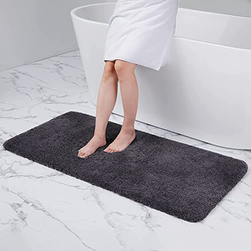smiry Thick Premium Microfiber Bath Mat 60 x 120 cm Bathroom Mat Dark Grey | Non-slip Absorbent Plush Bath Rug Soaks Water Fast, Machine Washable & Non-shedding, Durable for Bathroom, Sink, Laundry