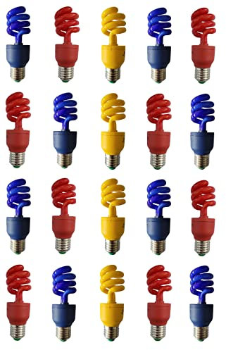 Provance 20x Energiesparlampe E27 Fassung 13W 13 Watt 4x Gelb 8x Blau 8x Rot