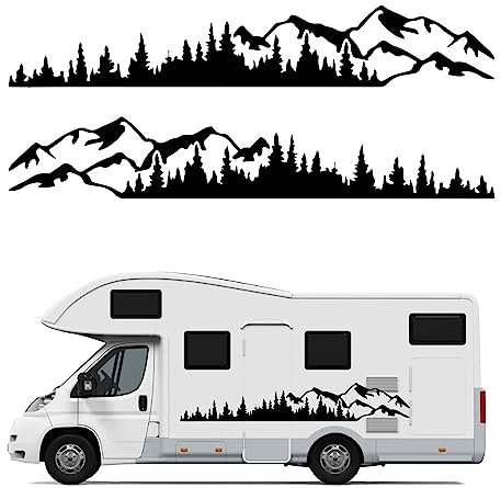 MOTOLIMO Adesivi per auto in vinile con albero di montagna e foresta decalcomanie in vinile Auto Car Decal Sticker Decorazion per auto, SUV, camper e rimorchi (2 pezzi)