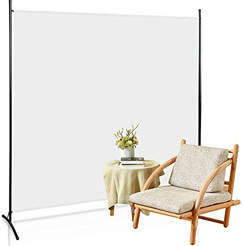 Herrselsam Paravent 180 x 180 cm Raumteiler Klappbar Freistehend, Groß Garten Stellwand Trennwand Sichtschutz Balkonbespannung Balkonsichtschutz,Beige