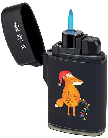 Mr. & Mrs. Panda Feuerzeug Fuchs Weihnachten - Geschenk, Heiligabend, Winter, Sturmfeuerzeug, Feuerzeuge, Advent, Wintermotiv, Sturmfeuerzeug