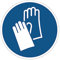 Obligación de Adhesivo Obligatorio NF ISO7010 - Adhesivo Adhesivo de Señalización Laminado Ronda Resistente al Agua y a Los Rayos UV - Guantes de Protección Obligatorios - Diámetro 10 cm