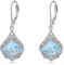 POPLYKE Lotus Blume Ohrringe 925 Sterling Silber Träne Larimar Dangle Ohrringe für Damen Lotus Schmuck Geschenke für sie