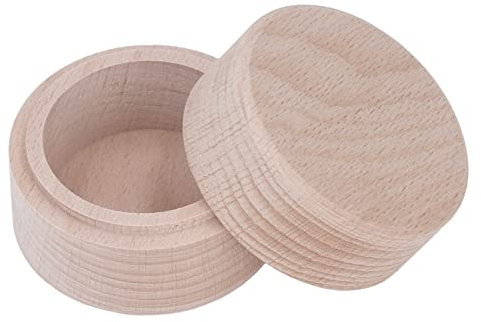 Wnvivi Ringbox aus Holz, Runde Schmuckschatulle aus Buchenholz, Schmucktruhe Organizer, Mini-Schmuckaufbewahrungsbox für Ohrstecker, Ringe, Halsketten