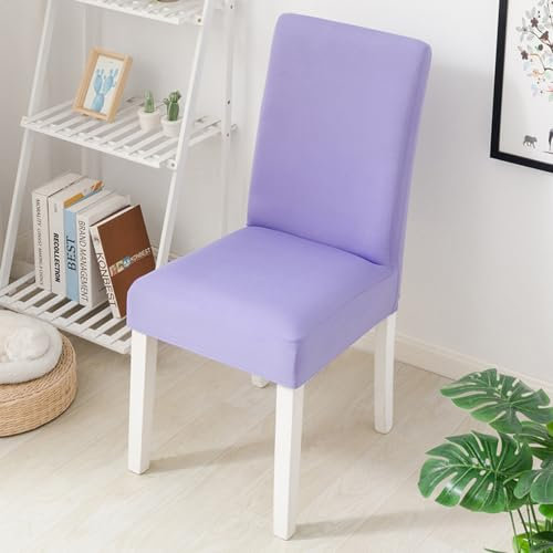 Odot Reine Farbe Stuhlhussen Esstisch Mit 2/4/6 Stühlen Set, Stretch Stuhlhussen Hussen Abnehmbarer Waschbarer Stuhlbezug Sesselbezug für Restaurant (4er Set,Violett)