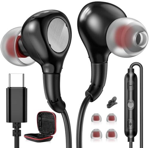 USB C Kopfhörer für iPhone 16 Pro Max Pixel 9 Pro XL 8a 7a Poco X6 Pro,USB C Kopfhörer mit Mikrofon In-Ear Kopfhörer mit Kabel Ohrhörer USB Typ C Kopfhörer für Samsung Z Flip6 A55 A35 A54 A34 A33 A53