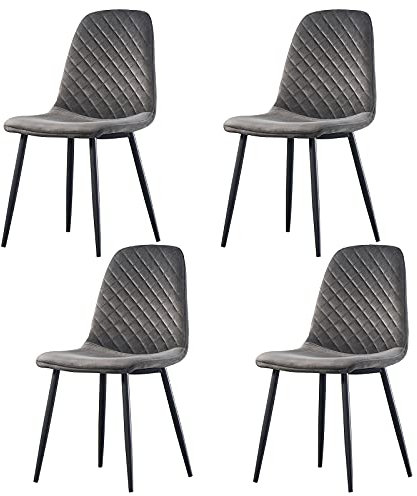 JYMTOM Esszimmerstühle Wohnzimmerstuhl Sessel mit Rückenlehne Sessel Stuhl Scandinavian Vintage Künstlich aus Samt mit Stahlbeinen in Schwarz (4, grau)