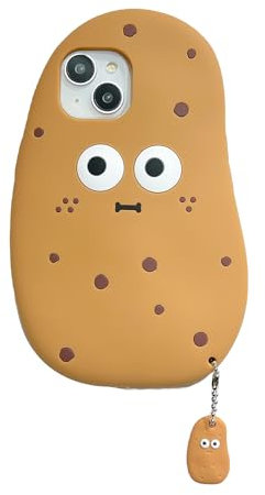 YAKVOOK Bär Hülle für iPhone 15 Pro Max, Kawaii 3D Silikon Cartoon Kartoffel mit Schlüsselanhänger Lustige Niedlich Weiche Gummi Stoßfeste Schutzhülle für Frauen und Mädchen