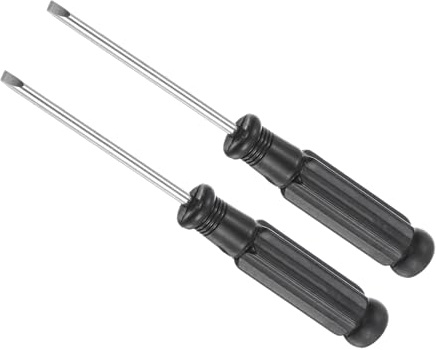 CoCud Mini Slotted Screwdriver, 2.5mm Size 93mm Length, Carbon Steel Small Flat Head Screwdrivers with Anti-Slip Black Handle - (Applications: for Glasses, Watch or Laptop), 2-Pieces