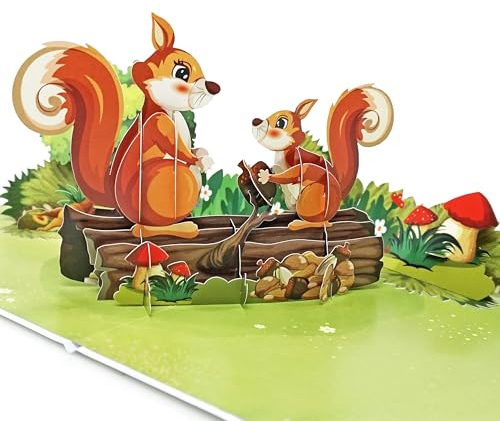 CUTPOPUP Kaninchen - Geburtstagskarte, Geburtstagskarte Frau, Muttertagskarte, 3D Geburtstagskarten (Squirrel 2) US8SD180DE