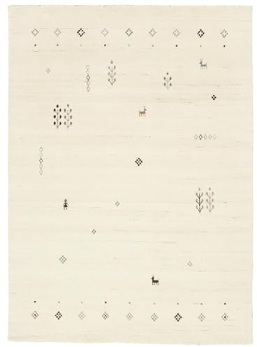 RugVista Gabbeh Giza Teppich, 160 x 230 cm, Off Weiß | Gabbeh, Rechteckig, Niedriger Stapel, Nur chemische Reinigung, Oeko-Tex 100, Wohnzimmer, Schlafzimmer