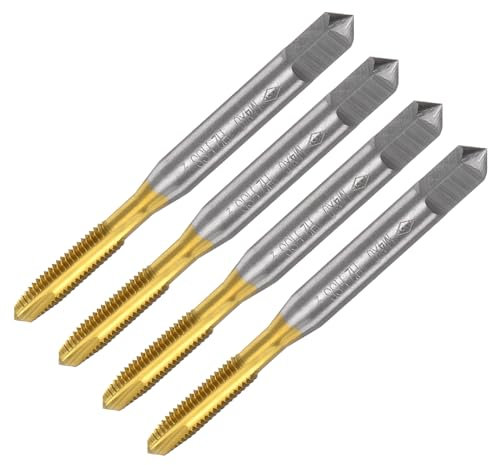QUARKZMAN 4pz Maschi Filettatura Spirale, M4 x 0.7 Maschio Viti Metriche, Acciaio Alta Velocità 6542 Rivestito Titanio, Utensile Riparazione Filettature Maschi Macchine