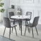 HomJoy Round White Dining Table and Dining Chairs Set 4 Slate Sintered Stone Marble Effect Kitchen Table 90cm with Light Grey Dining Chair Black Metal Legs for Home Office Dining Room