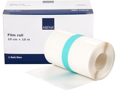 ABENA Folienverband, Filmverband 10cm x 10m unsteril, 1 Stück | Transparent Latexfrei, Ideal für Duschen, Klinikbedarf, Zuhause